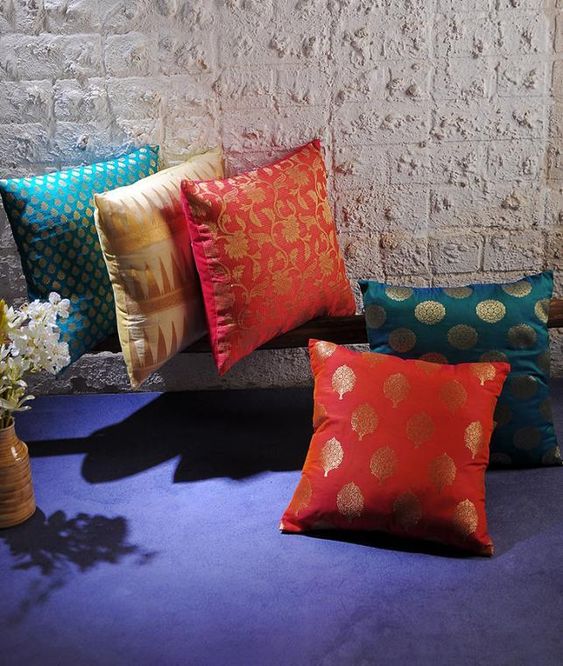Indian silk cushions: